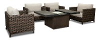 Dark Brown Patio Square Fire Pit Set - Nevis-2