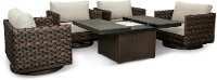 Brown 5 Piece Patio Fire Pit Set with Motion Chairs - Nevis