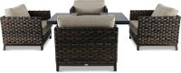 Brown 5 Piece Patio Fire Pit Set with Motion Chairs - Nevis-2