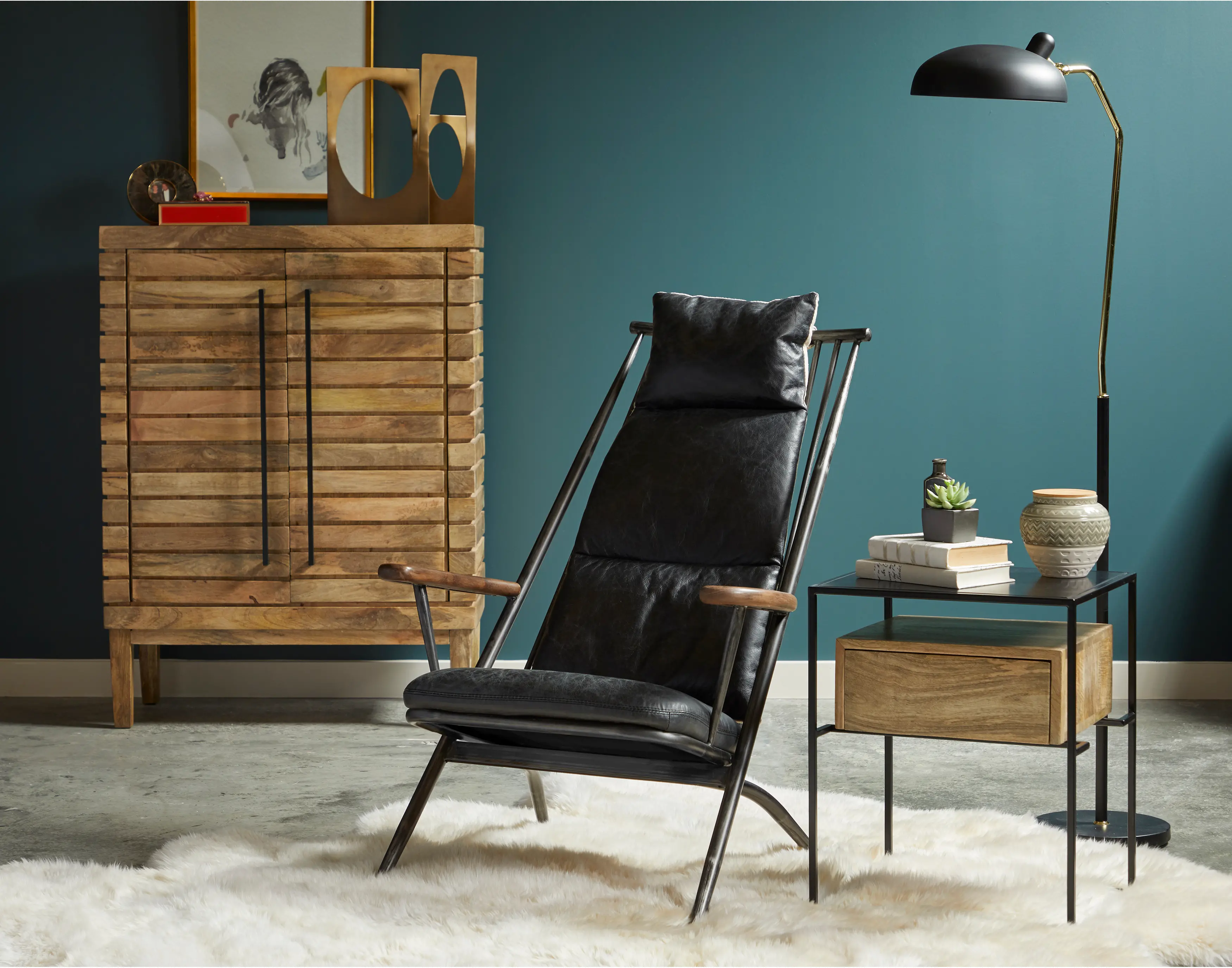 Industrial Iron Frame End Table - Modern Eclectic-6
