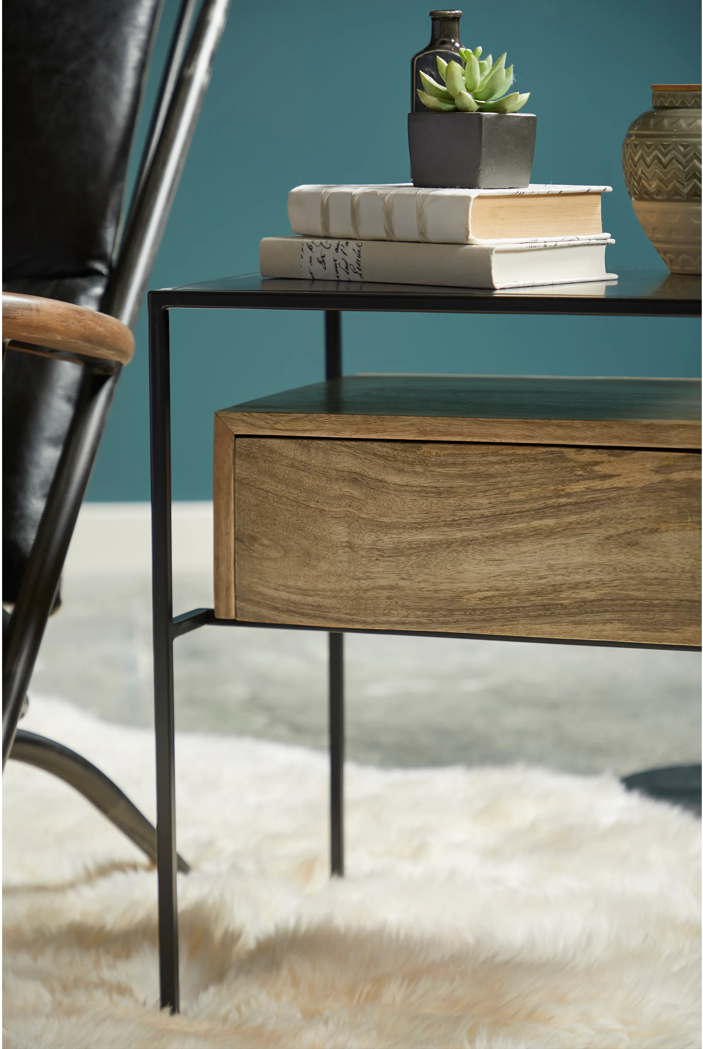 Industrial Iron Frame End Table - Modern Eclectic-7