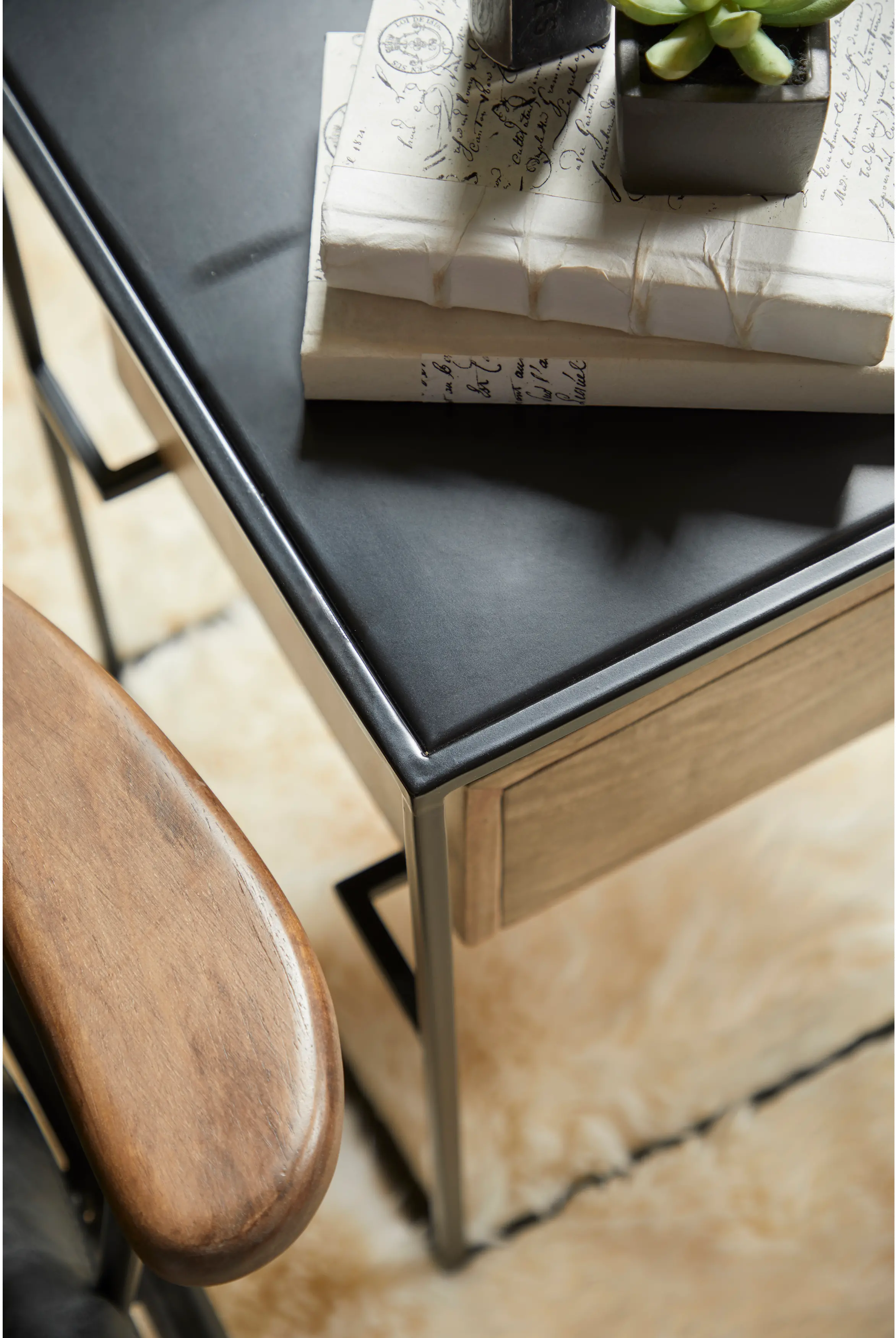 Industrial Iron Frame End Table - Modern Eclectic-8