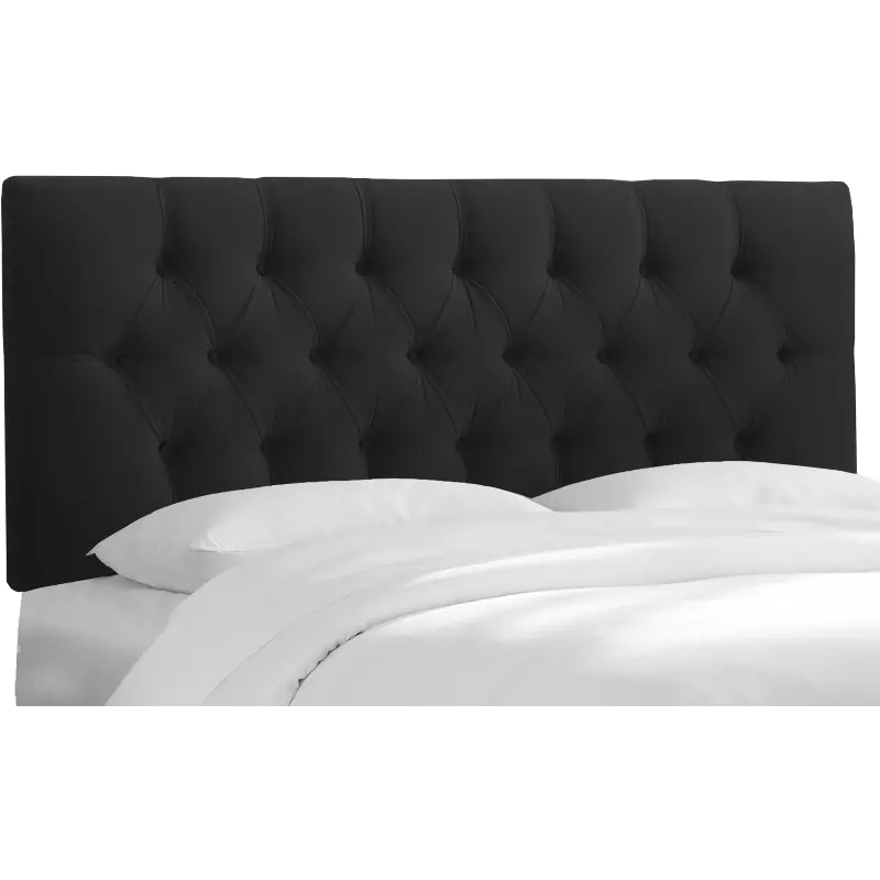 542QVLVBLC Julia Velvet Black Tufted Queen Upholstered Headboard - Skyline Furniture