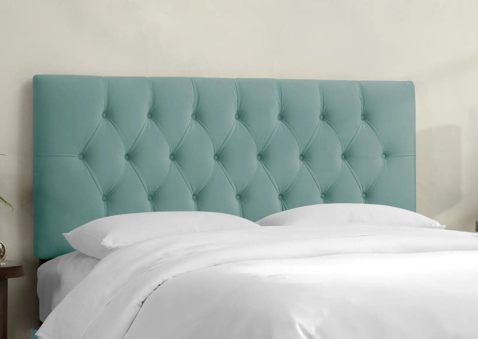 542QVLVCRB Tufted Velvet Blue Queen Upholstered Headboard-1