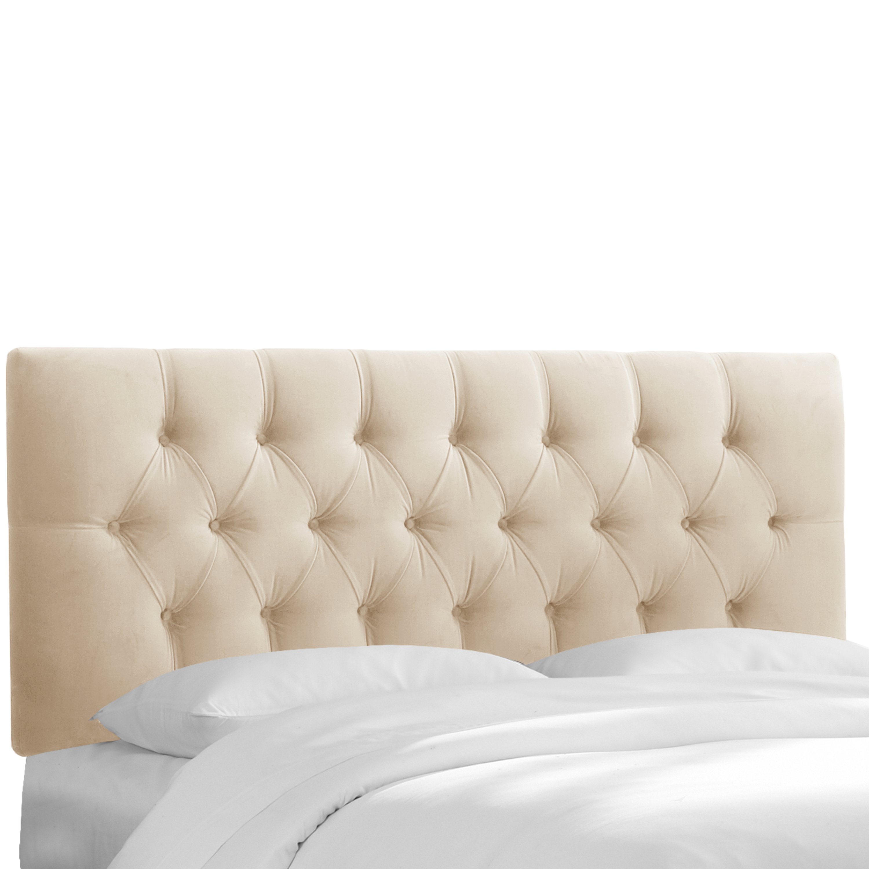 543KVLVPRL Tufted Velvet Pearl Beige King Upholstered Headboard-2