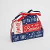 Red, White and Blue Americana Wooden Blocks with Bow