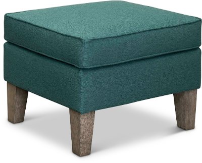 Peacock Blue Ottoman - Paisley