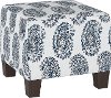 57-2BLCKPSLNVY Navy Blue Paisley Patterned Square Ottoman
