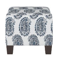 57-2BLCKPSLNVY Navy Blue Paisley Patterned Square Ottoman-2