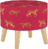 586NATCHWLRSP Mid Century Raspberry Cheetah Walk Round Ottoman