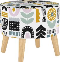 586NATHLBLLVNMLT Mid Century Block Lavender Multi Color Round Ottoman-1