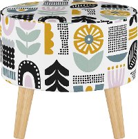586NATHLBLLVNMLT Mid Century Block Lavender Multi Color Round Ottoman-3