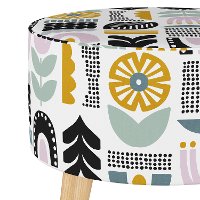 586NATHLBLLVNMLT Mid Century Block Lavender Multi Color Round Ottoman-4