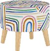 586NATRNBSTOCMLT Mid Century Rainbow Multi Colored Strokes Round Ottoman