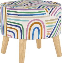 586NATRNBSTOCMLT Mid Century Rainbow Multi Colored Strokes Round Ottoman-1