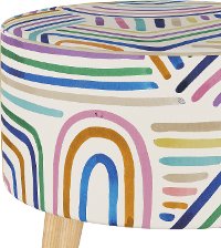 586NATRNBSTOCMLT Mid Century Rainbow Multi Colored Strokes Round Ottoman-3