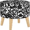 586NATSHDPPBLK Mid Century Black and White Shadow Poppy Round Ottoman