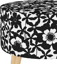 586NATSHDPPBLK Mid Century Black and White Shadow Poppy Round Ottoman-3