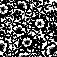586NATSHDPPBLK Mid Century Black and White Shadow Poppy Round Ottoman-4