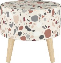 586NATTRZRST Mid Century Terrazzo Rust and Multi Color Round Ottoman-2
