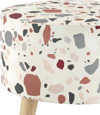 586NATTRZRST Mid Century Terrazzo Rust and Multi Color Round Ottoman-3