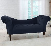 6006VLVINK Traditional Velvet Ink Blue Tufted Lounge Chaise