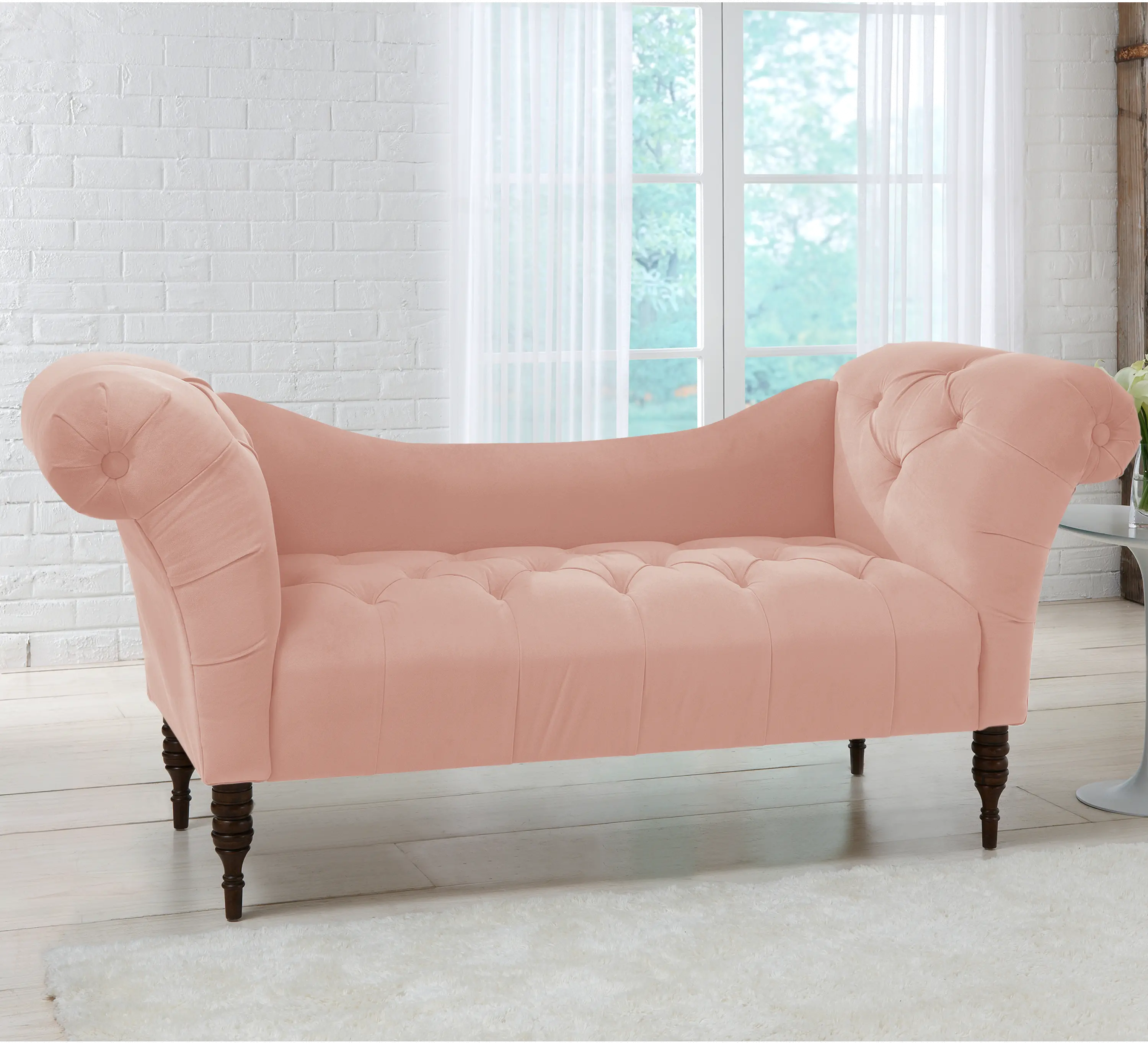 6006VLVTBLSH Silvia Blush Pink Velvet Tufted Lounge Chaise-1