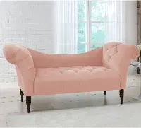 6006VLVTBLSH Silvia Blush Pink Velvet Tufted Lounge Chaise