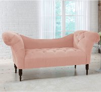 6006VLVTBLSH Silvia Traditional Velvet Blush Pink Tufted Lounge Chaise