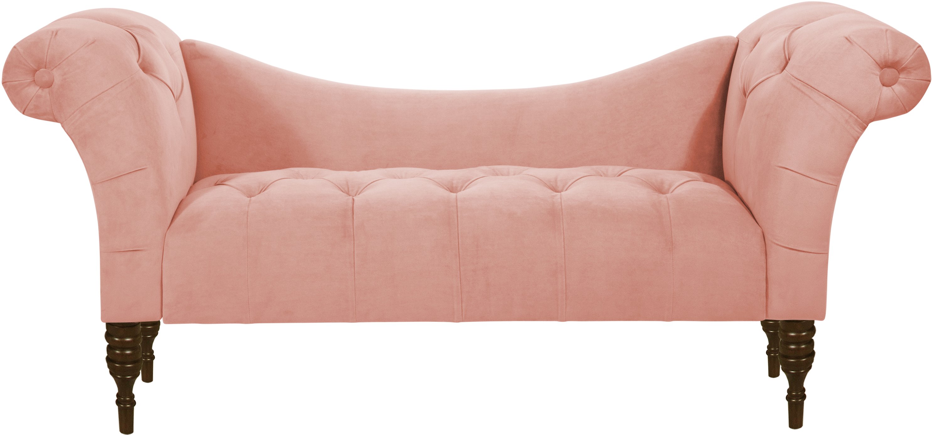 6006VLVTBLSH Silvia Traditional Velvet Blush Pink Tufted Lounge Chaise-2