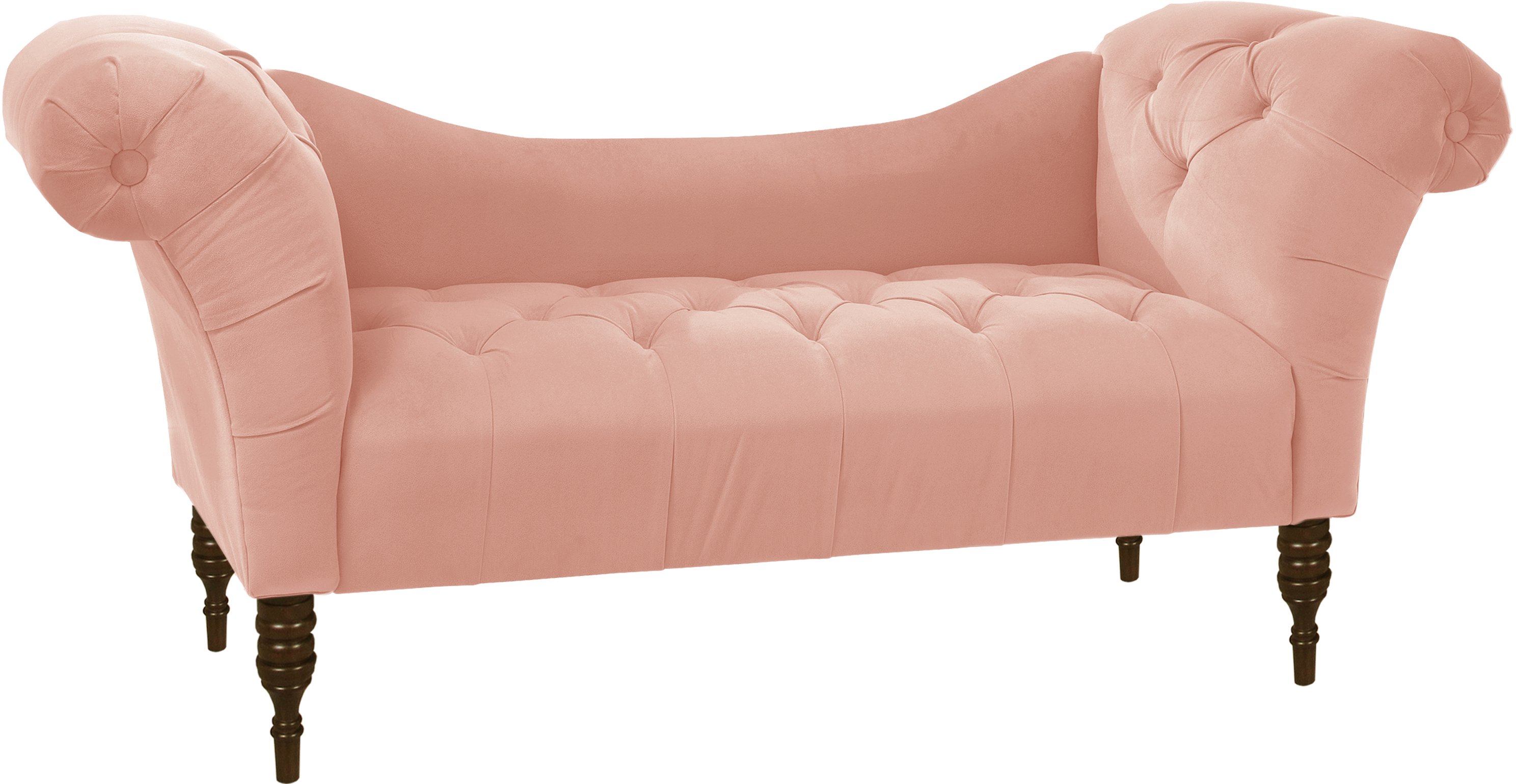 6006VLVTBLSH Silvia Traditional Velvet Blush Pink Tufted Lounge Chaise-3
