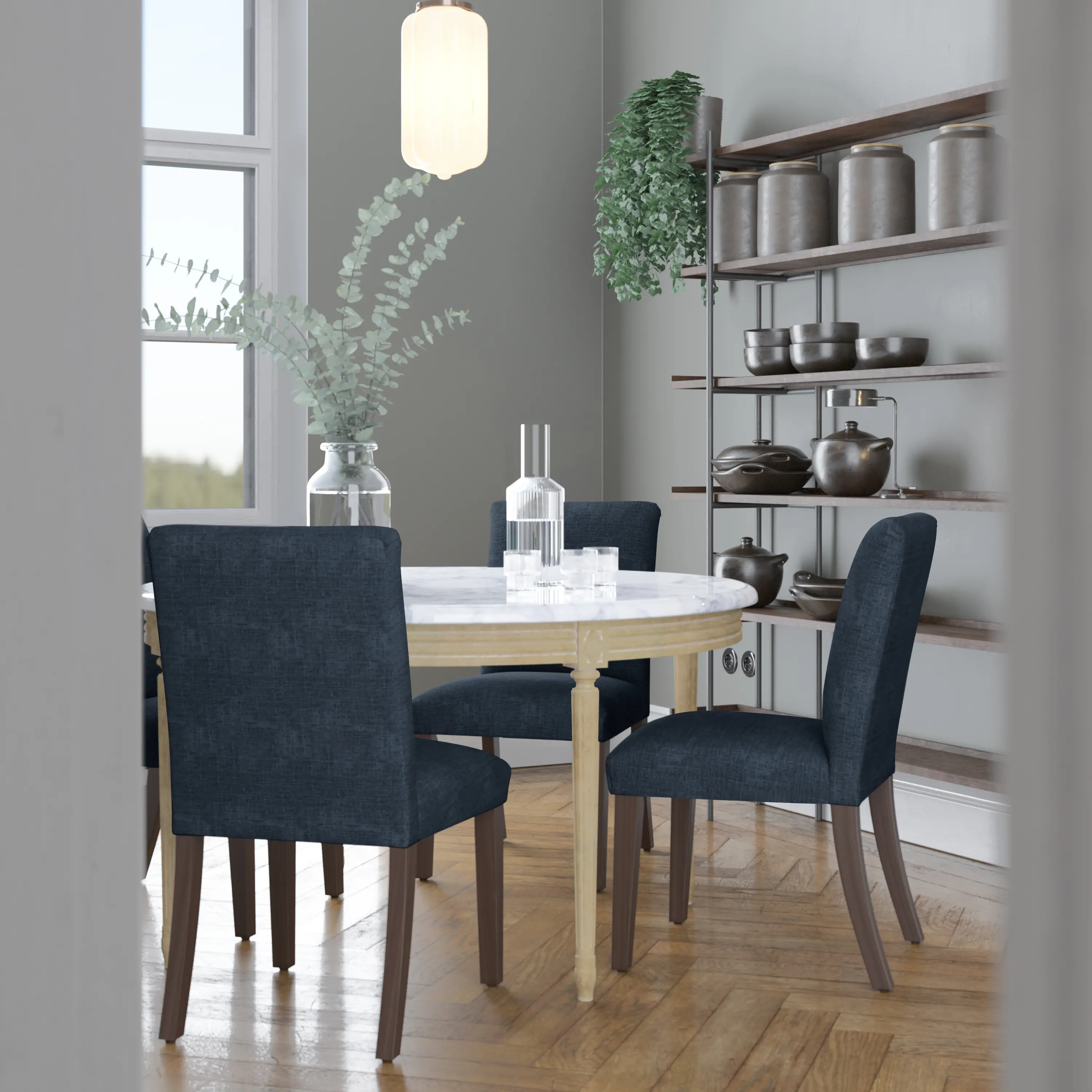 63-6ZMNV Navy Upholstered Dining Room Chair - Zuma-2