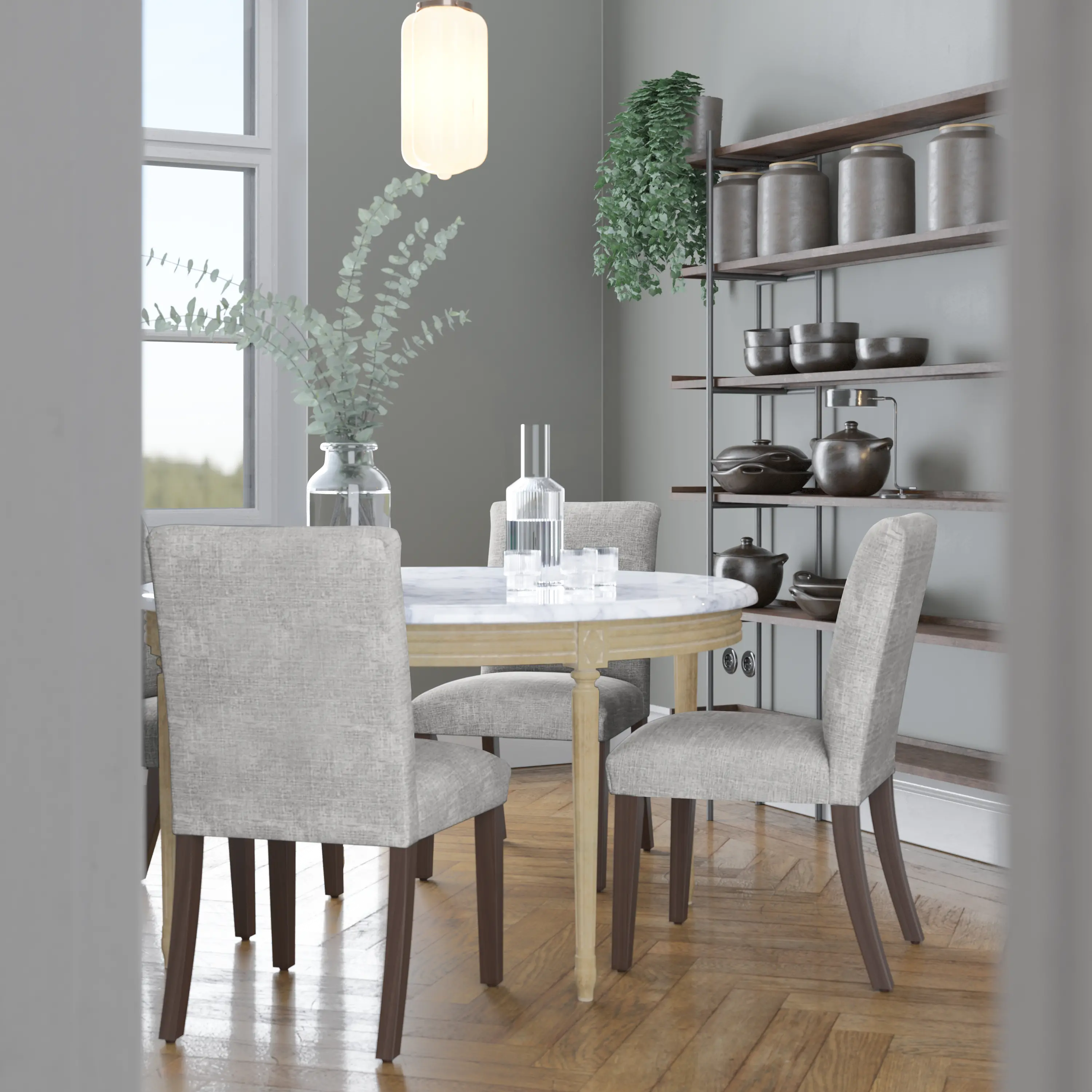 63-6ZMPMC Gray Upholstered Dining Room Chair - Zuma-5