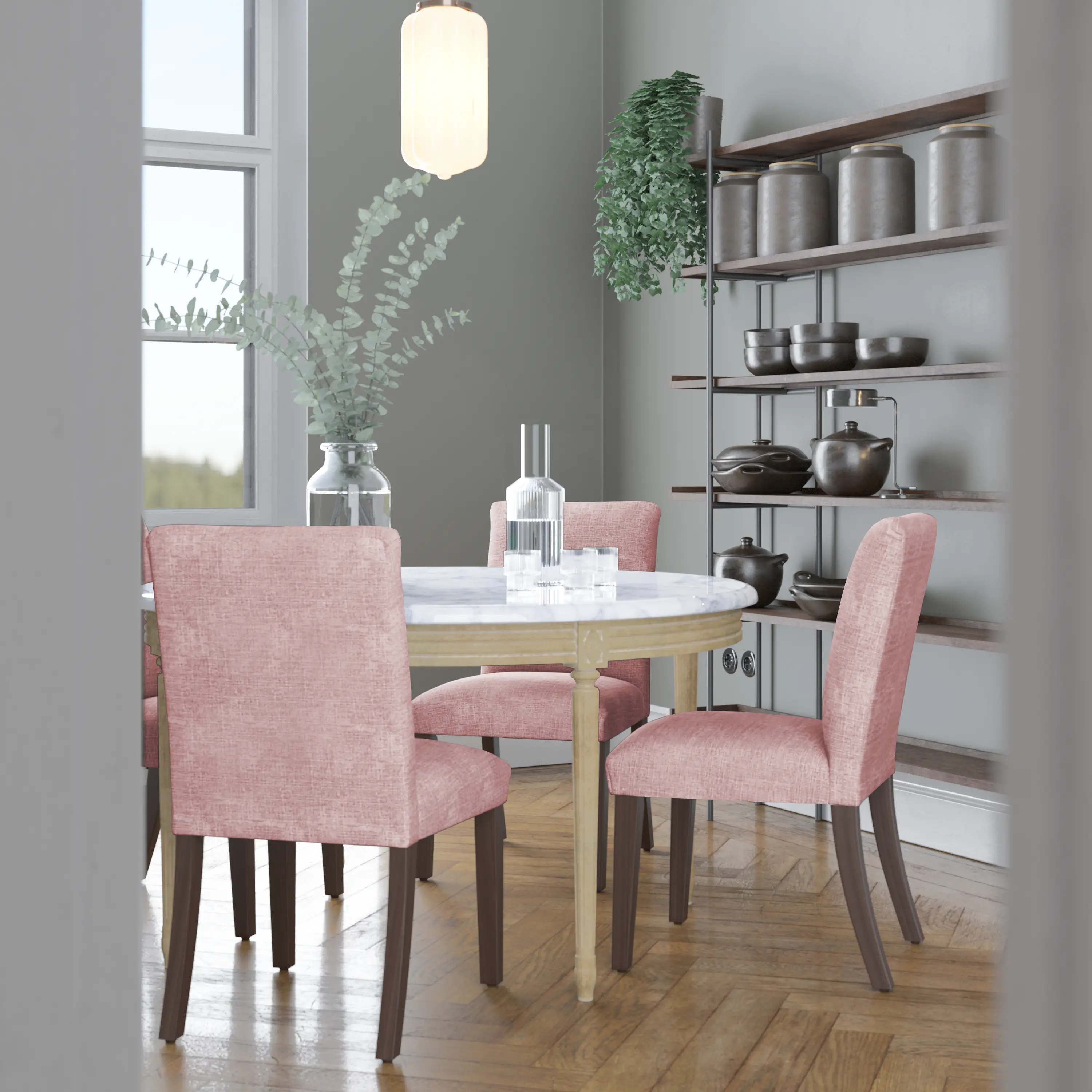 63-6ZMRSQ Pink Upholstered Dining Room Chair - Zuma-7