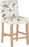 63-7SLNATADBCRGR Cream Slipcover Upholstered Counter Height Stool with Bird Motif - Jennifer