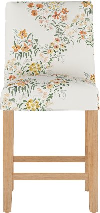 63-7SLNATLCFLHRV Cream Floral Slipcover Upholstered Counter Height Stool - Jennifer-8