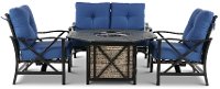 Denim Blue 4 Piece Round Fire Pit Patio Group - Denison