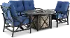 Denison Blue 4 Piece Fire Pit Set