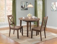 Brown Round 3 Piece Dining Set - Castle Peak