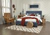 Clearance Contemporary Blue Queen Upholstered Bed - Landon
