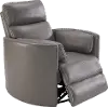Heron Gray Leather-Match Power Glider Swivel Recliner - Mads