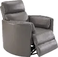 Heron Gray Leather-Match Power Glider Swivel Recliner - Mads