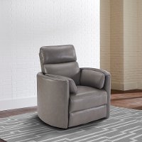 Heron Gray Leather-Match Power Glider Swivel Recliner - Mads-2