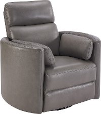 Heron Gray Leather-Match Power Glider Swivel Recliner - Mads-5