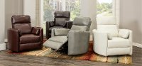 Heron Gray Leather-Match Power Glider Swivel Recliner - Mads-6