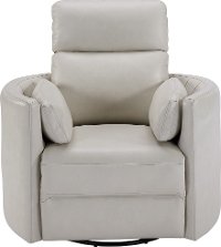 Ivory Leather-Match Power Glider Swivel Recliner - Mads-3