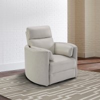 Ivory Leather-Match Power Glider Swivel Recliner - Mads-4
