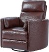 Burgundy Leather-Match Power Glider Swivel Recliner - Mads