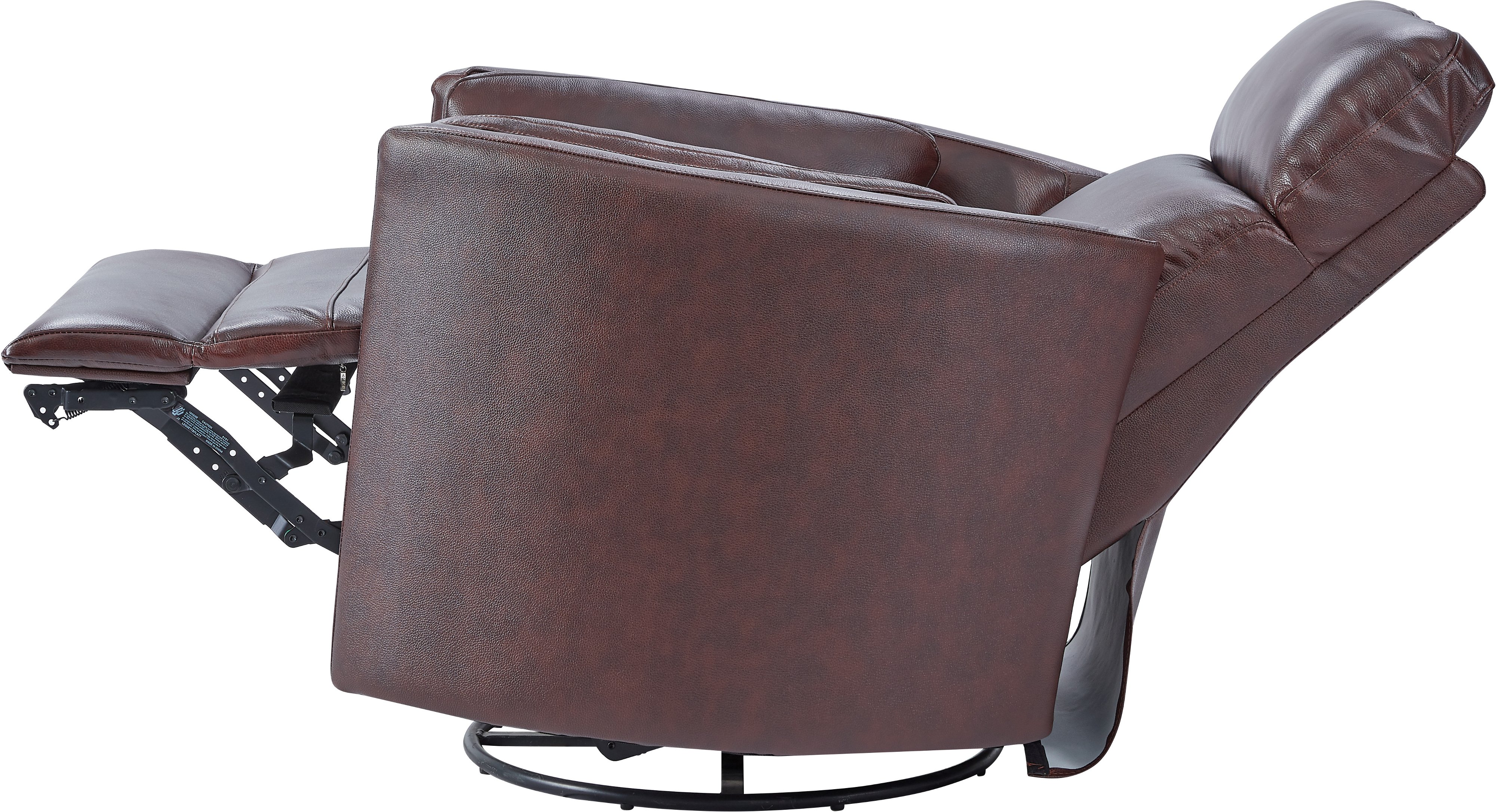 Burgundy Leather-Match Power Glider Swivel Recliner - Mads-6