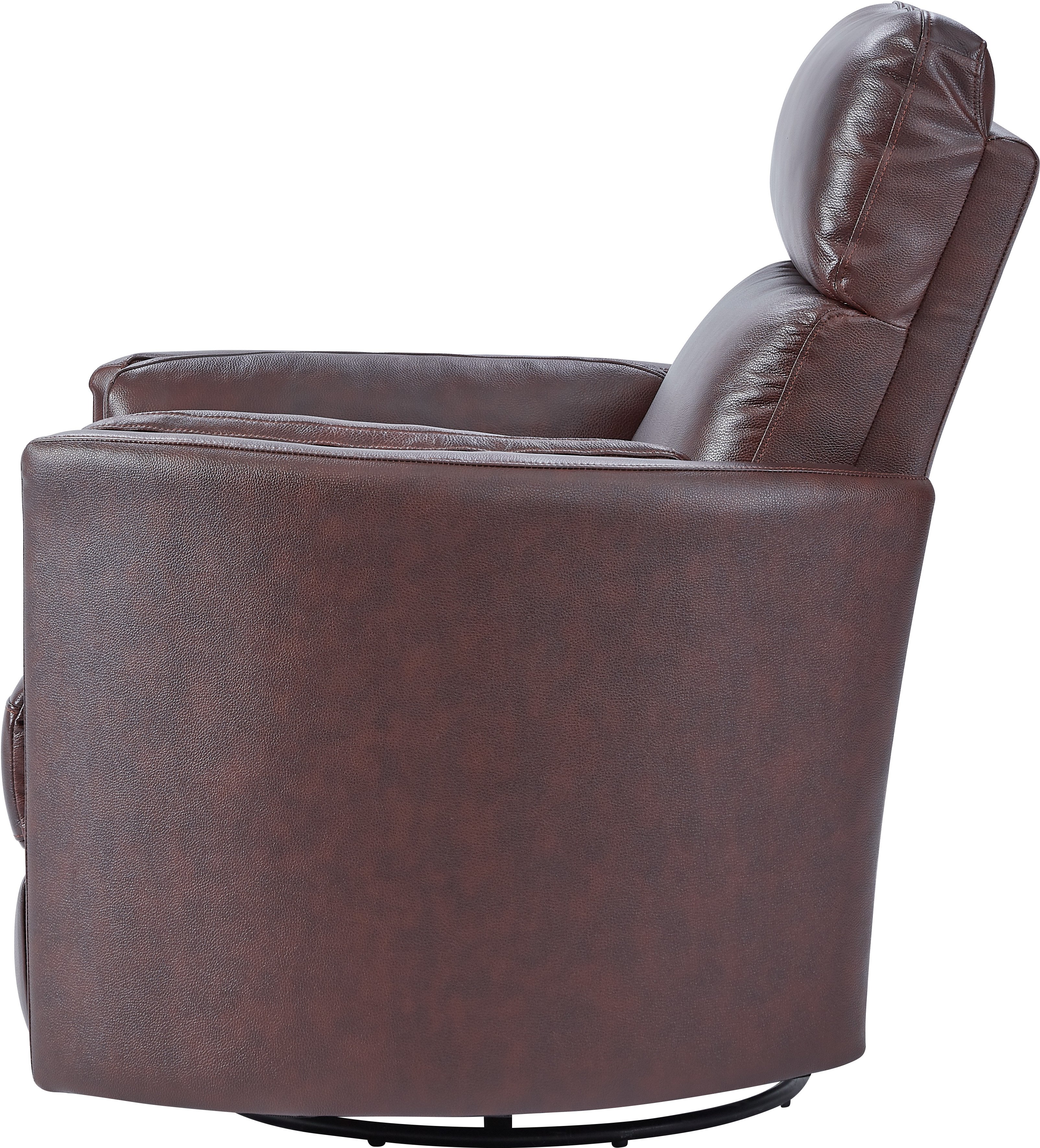 Burgundy Leather-Match Power Glider Swivel Recliner - Mads-7